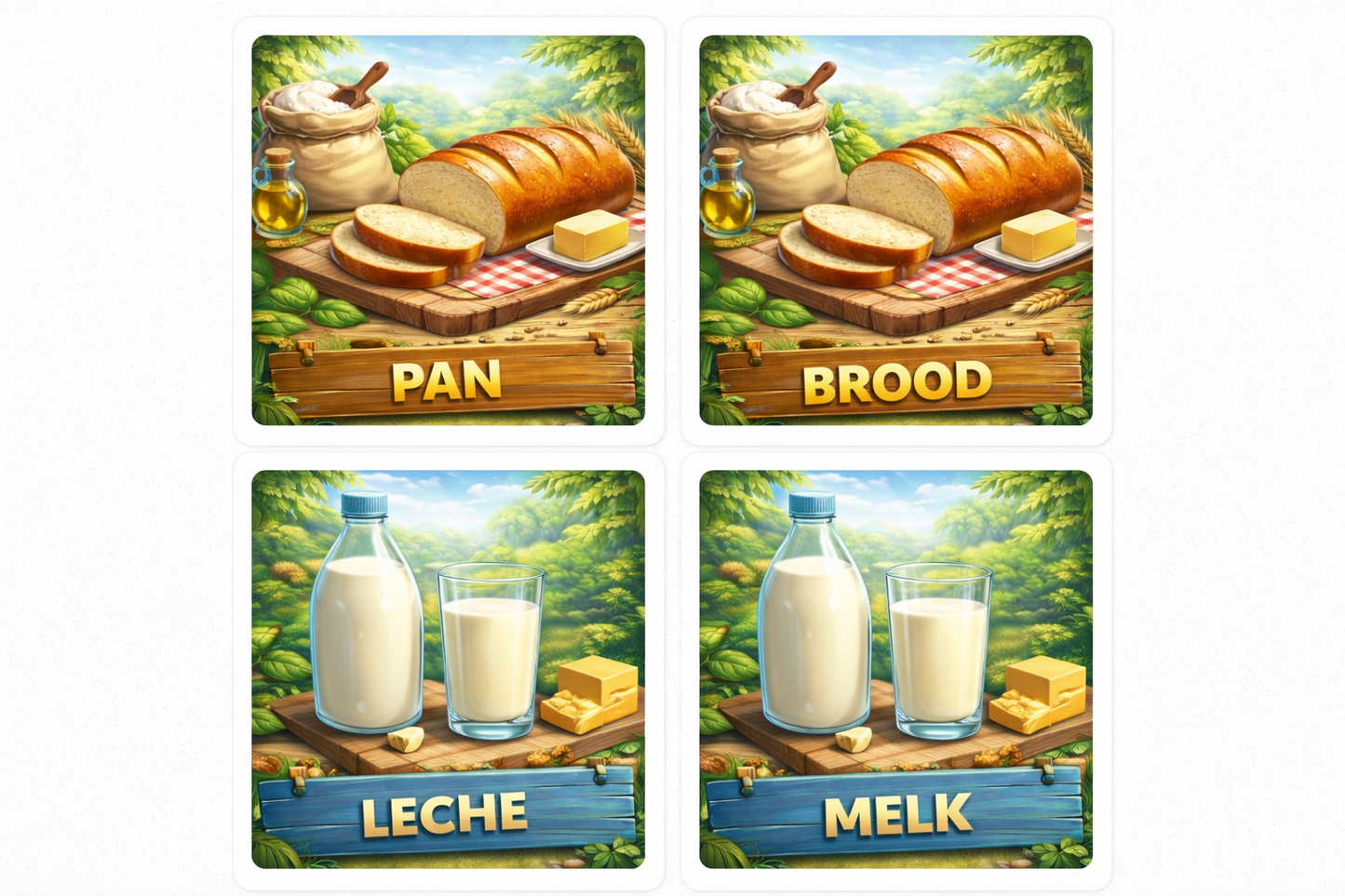 Spaans Leren - COMPLEET PAKKET (2 Memory Games + Boekje) - PrintnPaws