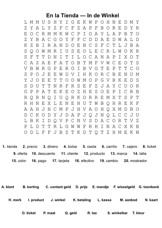 GRATIS - Spaans Leren Memory Game - 6 Kaarten en 2 woordzoekers gratis PDF Download - PrintnPaws