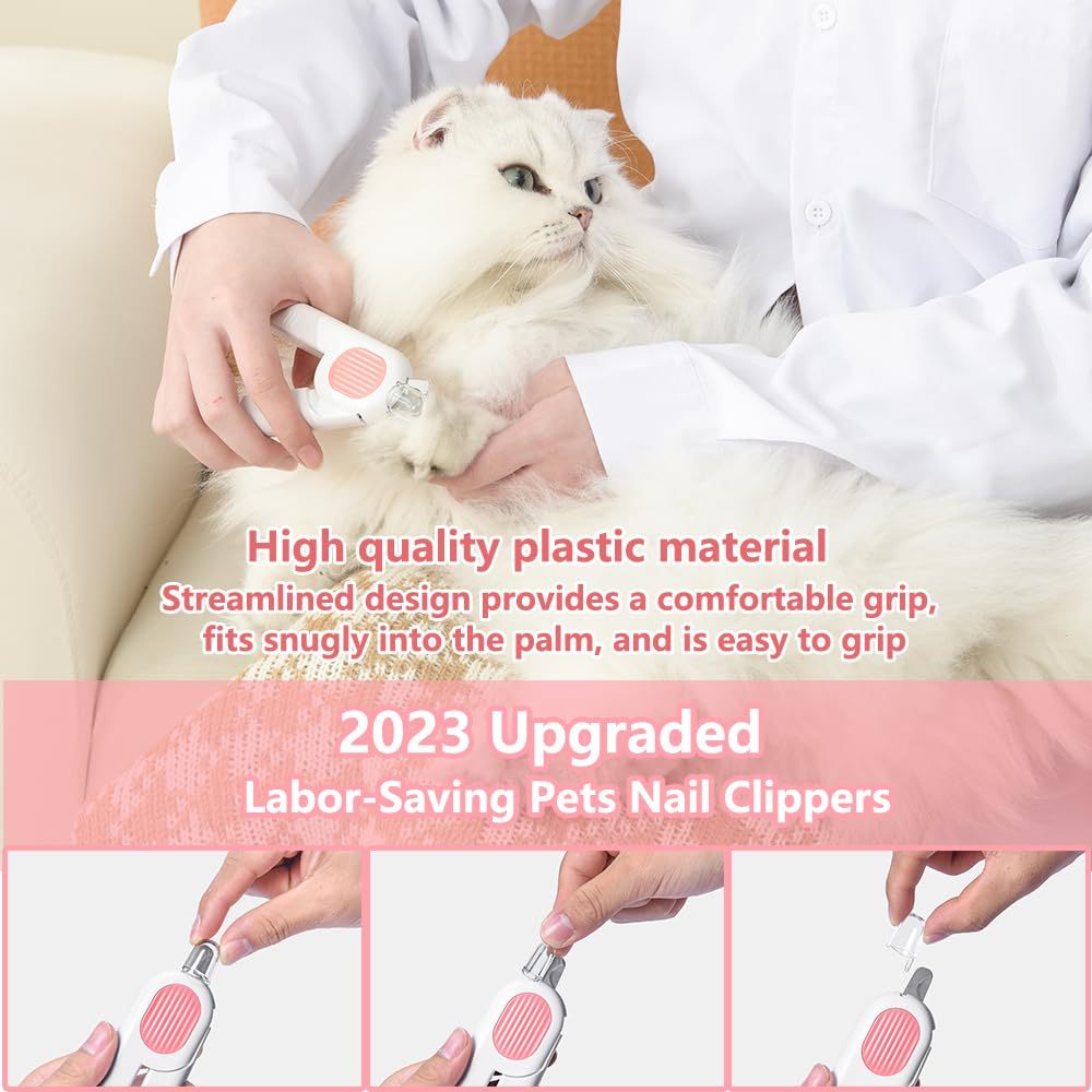 Hond en kat nagelscharen met LED-licht, ergonomisch ontwerp voor eenvoudig knippen en voorkomen van overmatig snijden.