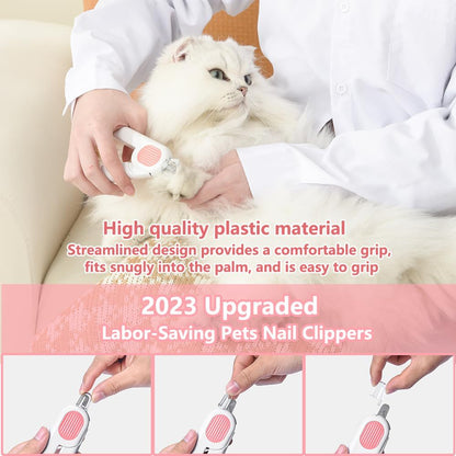 Hond en kat nagelscharen met LED-licht, ergonomisch ontwerp voor eenvoudig knippen en voorkomen van overmatig snijden.
