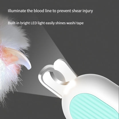 Hond en kat nagelknippers met LED-licht en cirkelvormige snede, voorkomt overmatig knippen voor een veilige trimervaring.