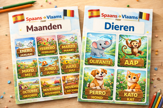 Spaans Leren - 2 Memory Games Bundel (Maanden + Dieren) - PrintnPaws