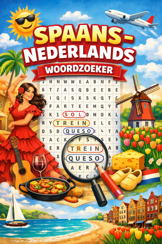 Spaans Naar Vlaams Leren Woordzoekers - 20 Pagina's PDF - PrintnPaws