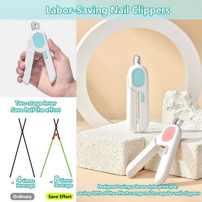 Hond- en kattennagelknippers met LED-lamp, cirkelvormige snede en ergonomisch ontwerp voor comfortabel knippen.