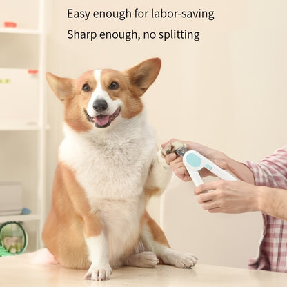 Hond- en kattennagelknippers met LED-lamp en cirkelvormige snede, ideaal voor comfortabel trimmen zonder overmatig snijden.