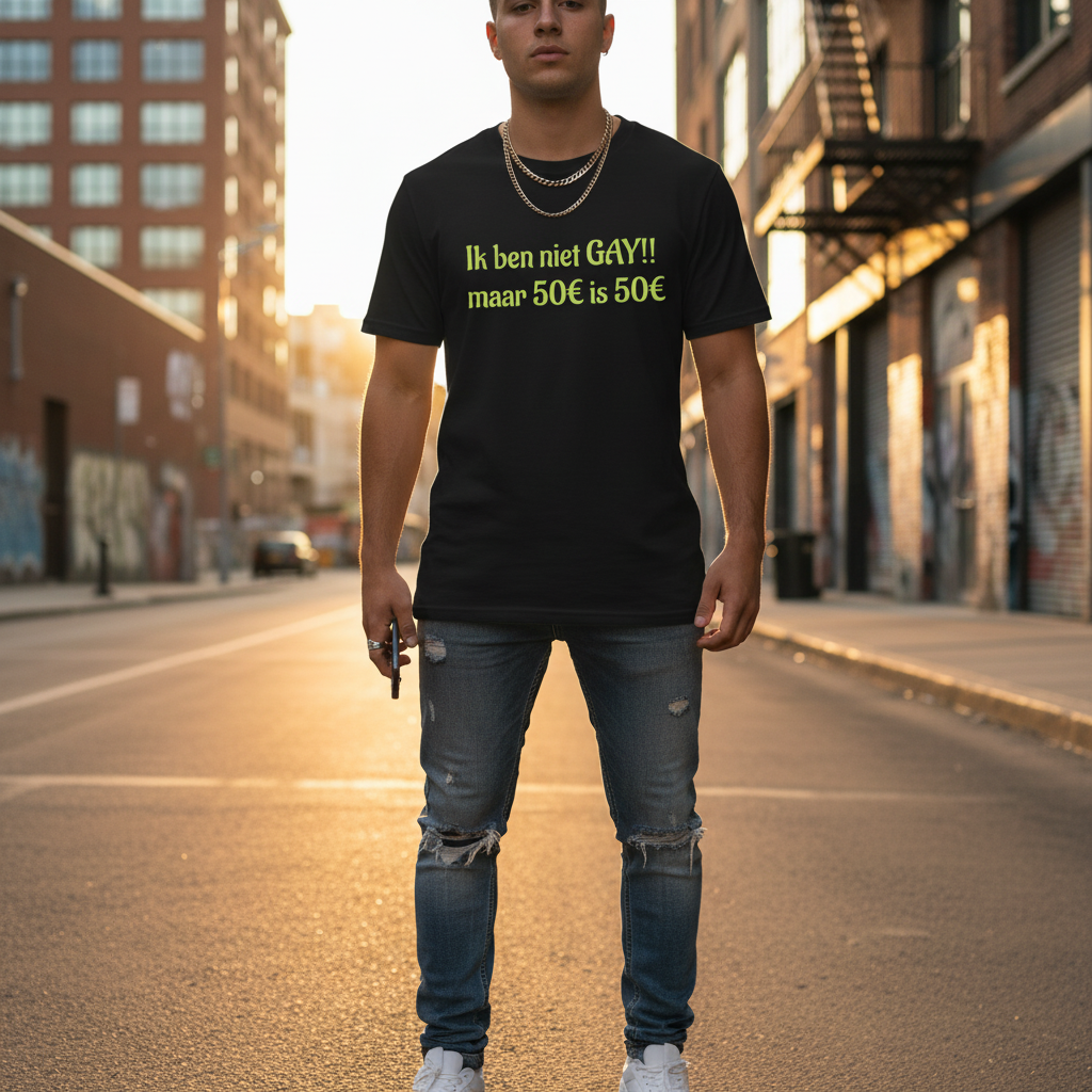Ik ben niet gay, maar 50€ is 50€ T-shirt – Grappig Statement Shirt - PrintnPaws