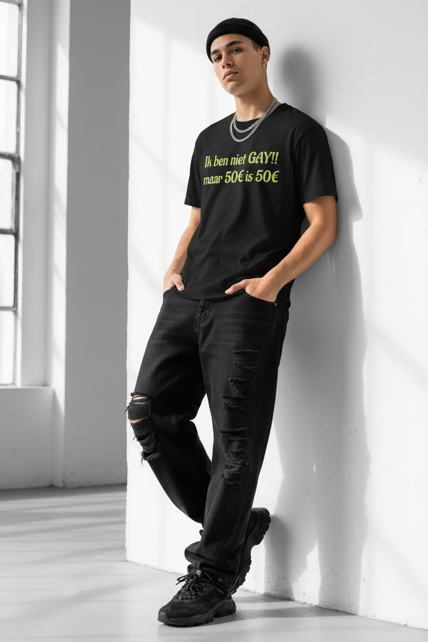 Ik ben niet gay, maar 50€ is 50€ T-shirt – Grappig Statement Shirt - PrintnPaws